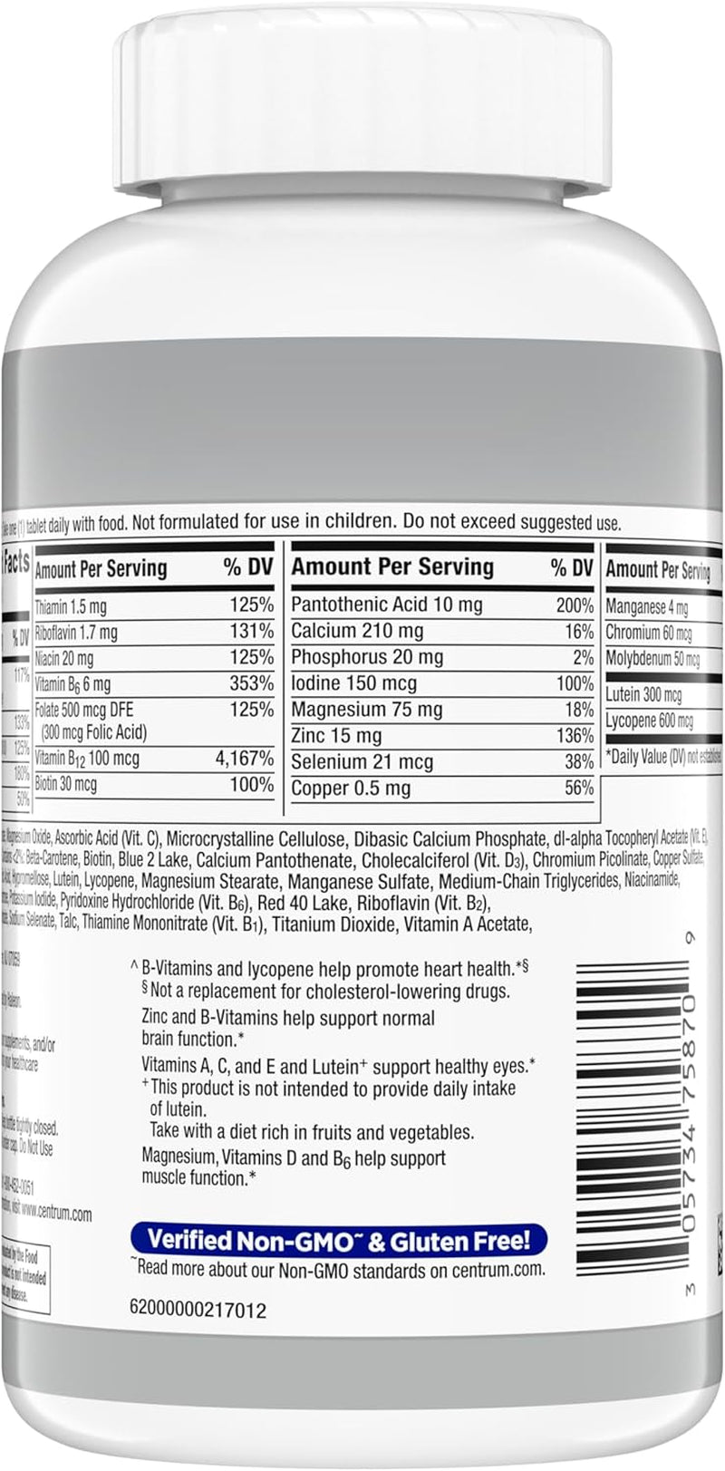 Centrum Silver Men'S 50+ Multivitamin with Vitamin D3, B-Vitamins, Zinc for Memory and Cognition - 200 Tablets