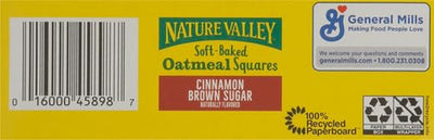 Nature Valley Soft-Baked Oatmeal Squares, Cinnamon Brown Sugar, 6 Ct, 7.44 OZ