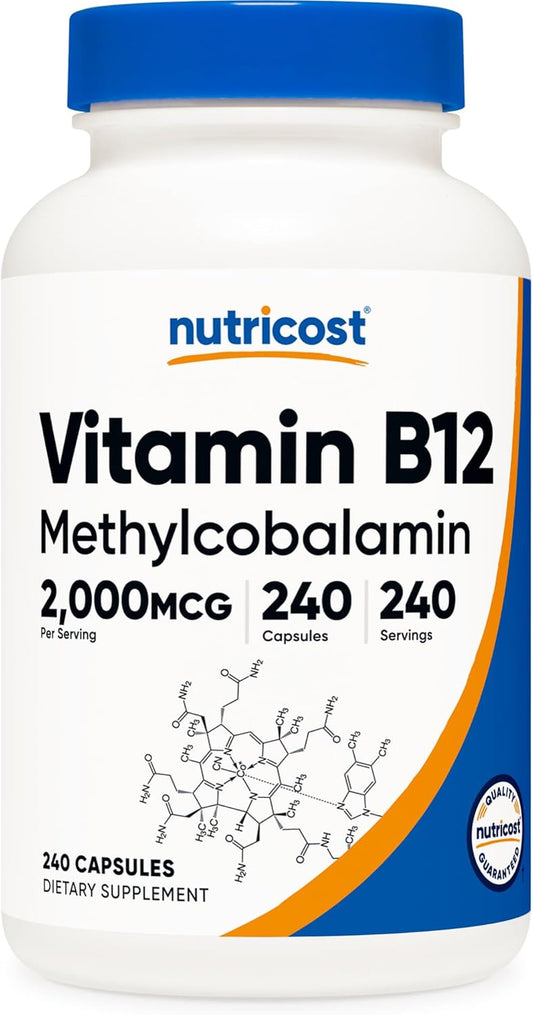 Vitamin B12 (Methylcobalamin) 2000Mcg, 240 Capsules - Vegetarian Caps, Non-Gmo, Gluten Free B12 Supplement