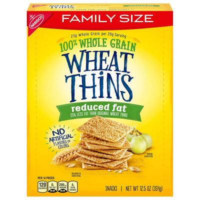 Wheat Thins Reduced Fat Whole Grain Wheat Crackers, Family Size, 12.5 Oz