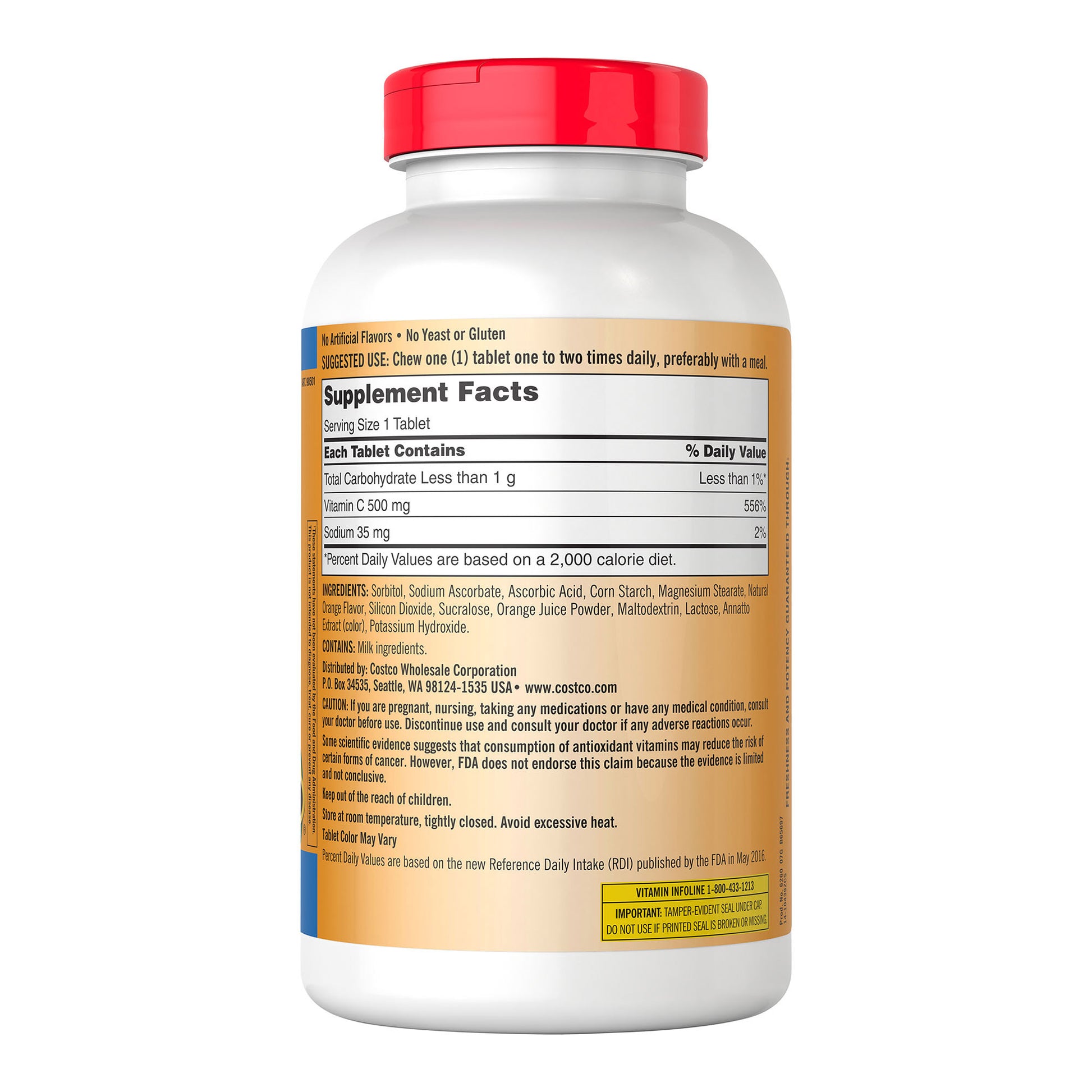 Kirkland Signature Chewable Vitamin C 500 Mg., 500 Tablets