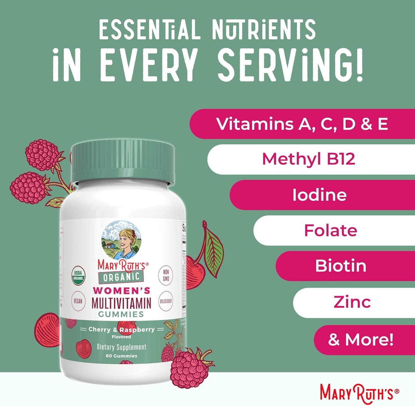Maryruth Organics Multivitamin for Women 14 | Women'S Multivitamin Gummies for Immune Support| Skin Health | Sugar Free | Vegan | Non-Gmo | 60 Count