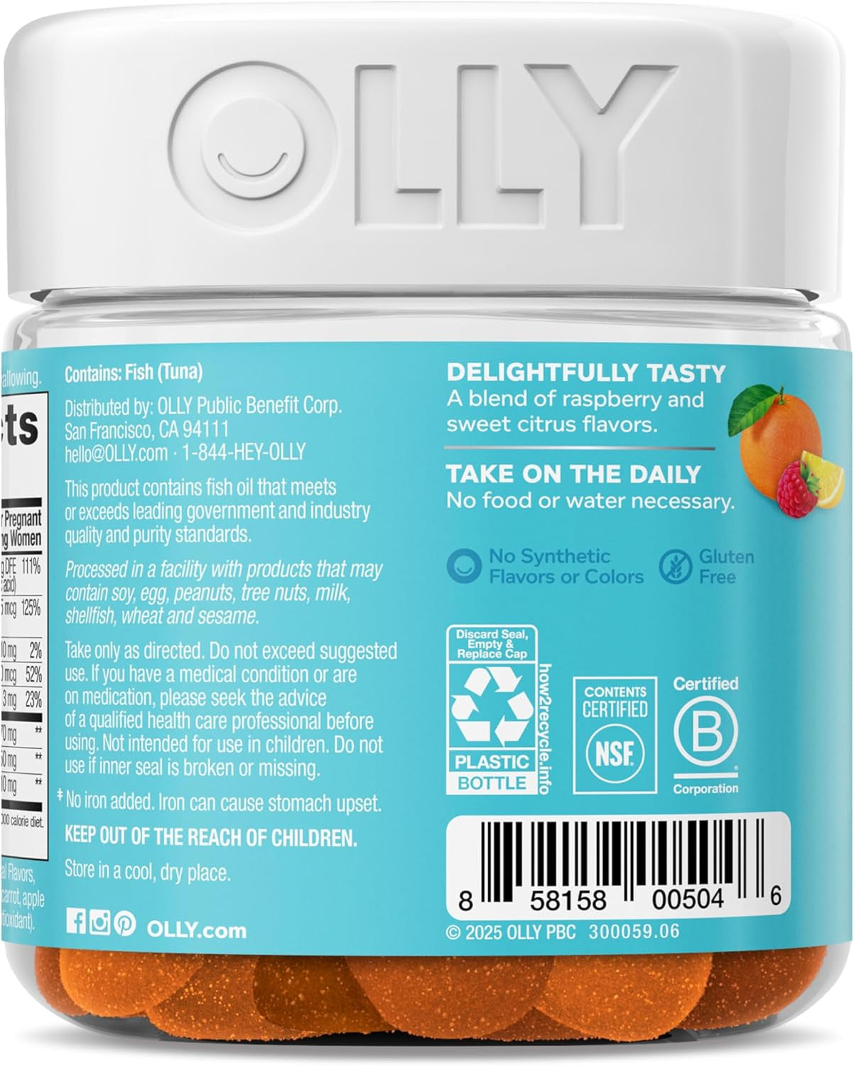 OLLY Prenatal Multivitamin Gummy, Supports Healthy Growth and Brain Development, Folic Acid, Vitamin D, Omega 3 DHA, Chewable Supplement, Citrus Berry Flavor, 30 Day Supply - 60 Count