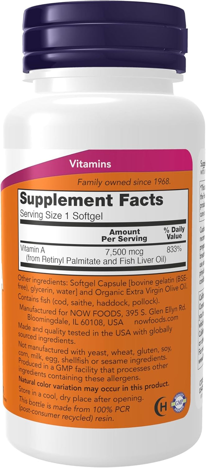 NOW Foods Supplements, Vitamin a (Fish Liver Oil) 25,000 IU, Essential Nutrition, 250 Softgels