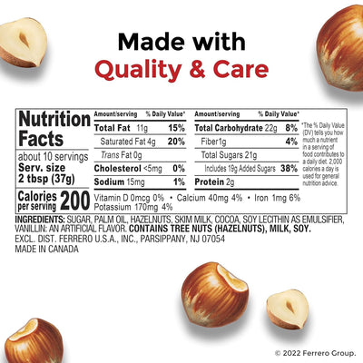 Nutella Hazelnut Spread with Cocoa for Breakfast, 13 Oz Jar