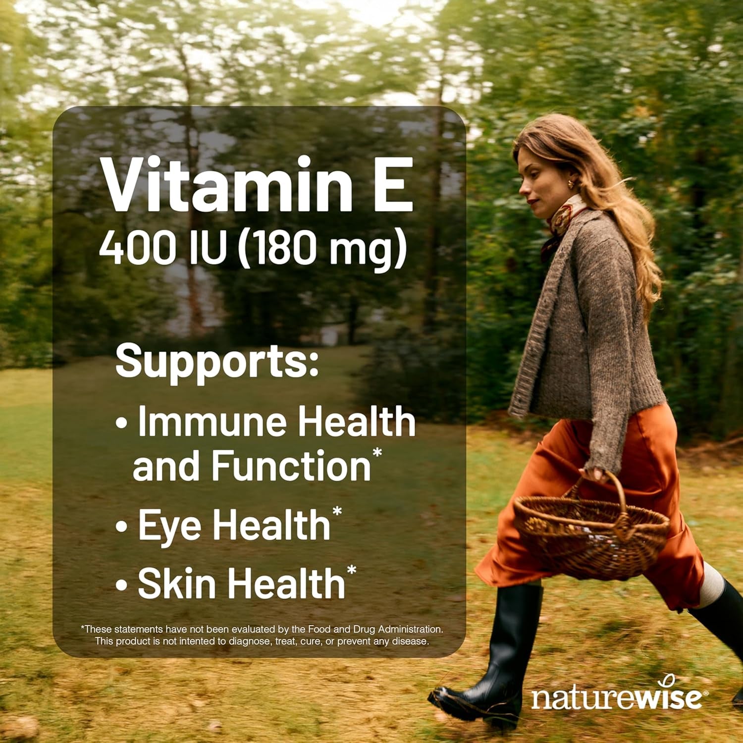 Naturewise Vitamin E 400 IU Softgels (180Mg Dl-Alpha) - Dairy, Gluten & Soy Free - Antioxidant-Rich Dietary Supplement for Skin, Heart, and Immune Health Support - 4-Month Supply, 120 Count