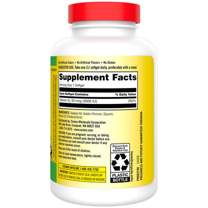 Kirkland Signature Extra Strength D3 50 Mcg., 600 Softgels