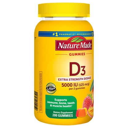 Nature Made Extra Strength Vitamin D3 125 Mcg, 200 Gummies