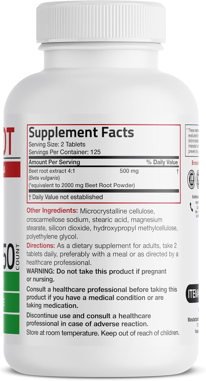 Bronson Beet Root Extra Strength, Non-Gmo, 250 Vegetarian Tablets