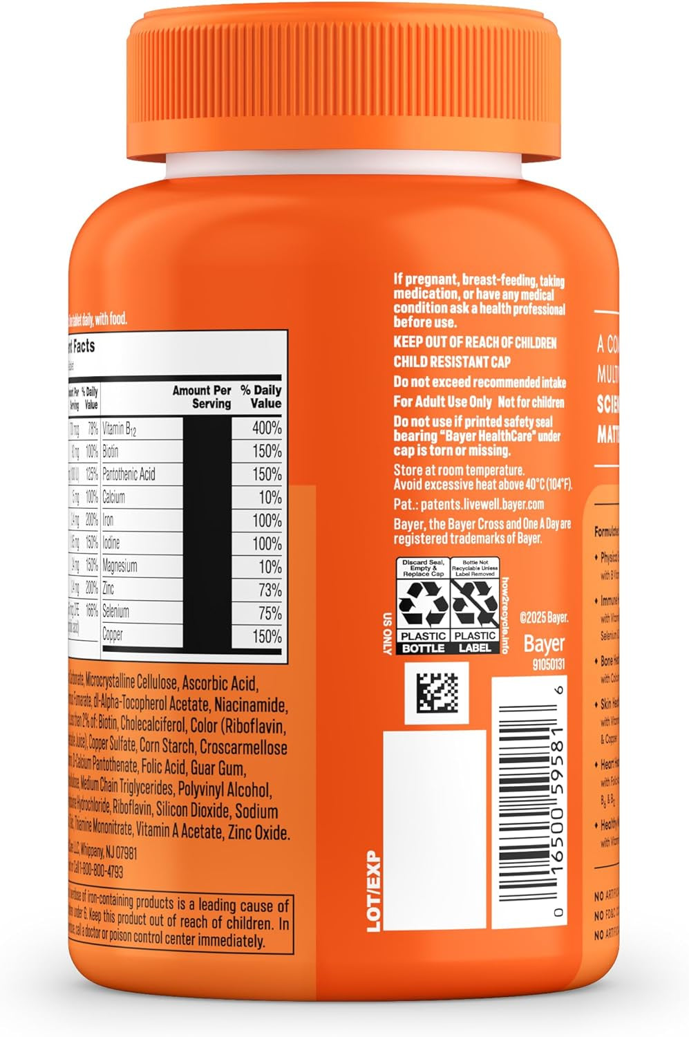 One a Day Multivitamin for Women- Daily Vitamins for Woman with Biotin, Calcium, Folic Acid, Iron & Zinc, Complete Women’S Vitamins, 200 Ct (Packaging May Vary)