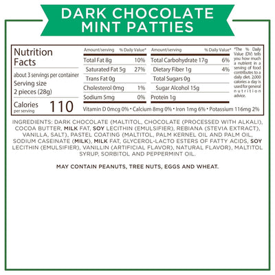 Russell Stover Sugar Free Dark Chocolate Mint Patties with Stevia, 3 Ounce Bag