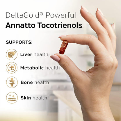 Sunergetic Premium Annatto Tocotrienol Supplement – with Deltagold – Tocotrienols Vitamin E 300 Mg – Supports Liver, Immune & Heart Health -  + Gamma Tocotrienols (60 Liquid Capsules)