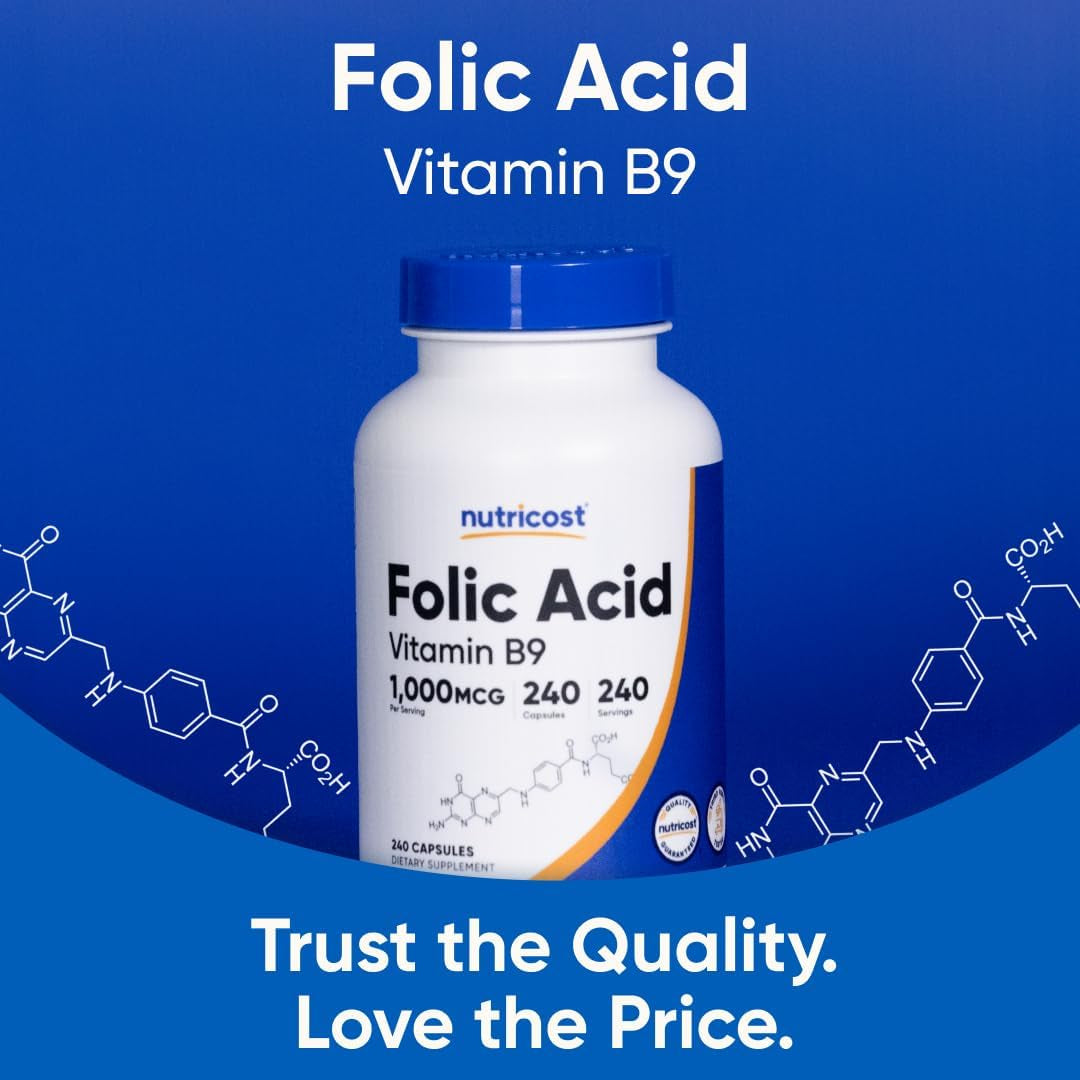 Folic Acid (Vitamin B9) 1000 Mcg, 240 Capsules