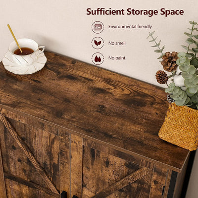 Storage Cabinet, with 2 Doors & 1 Shelf, Wooden Buffet Cabinet Rustic Brown & Black