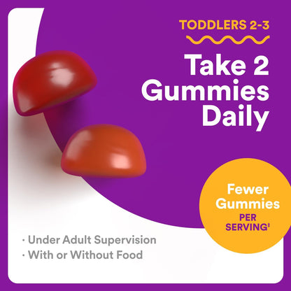 Smartypants Toddler Multivitamin Gummies - Improved Formula: Omega 3 (DHA/EPA), Vitamins D3, C, Vitamin B12, B6, A, K & Zinc, Biotin, Gluten Free, Three Fruit Flavors, 60 Count (30 Day Supply)