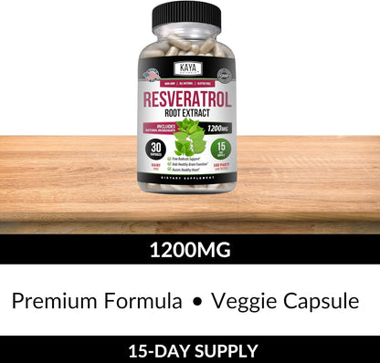 Naturals - Resveratrol Capsules - anti Aging Supplement - Antioxidants with Brain Support - Maximum Benefits - 30 Veggies Capsules