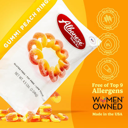 Albanese Candy, Gummi Peach Rings, 4.5-Pound Case of 12