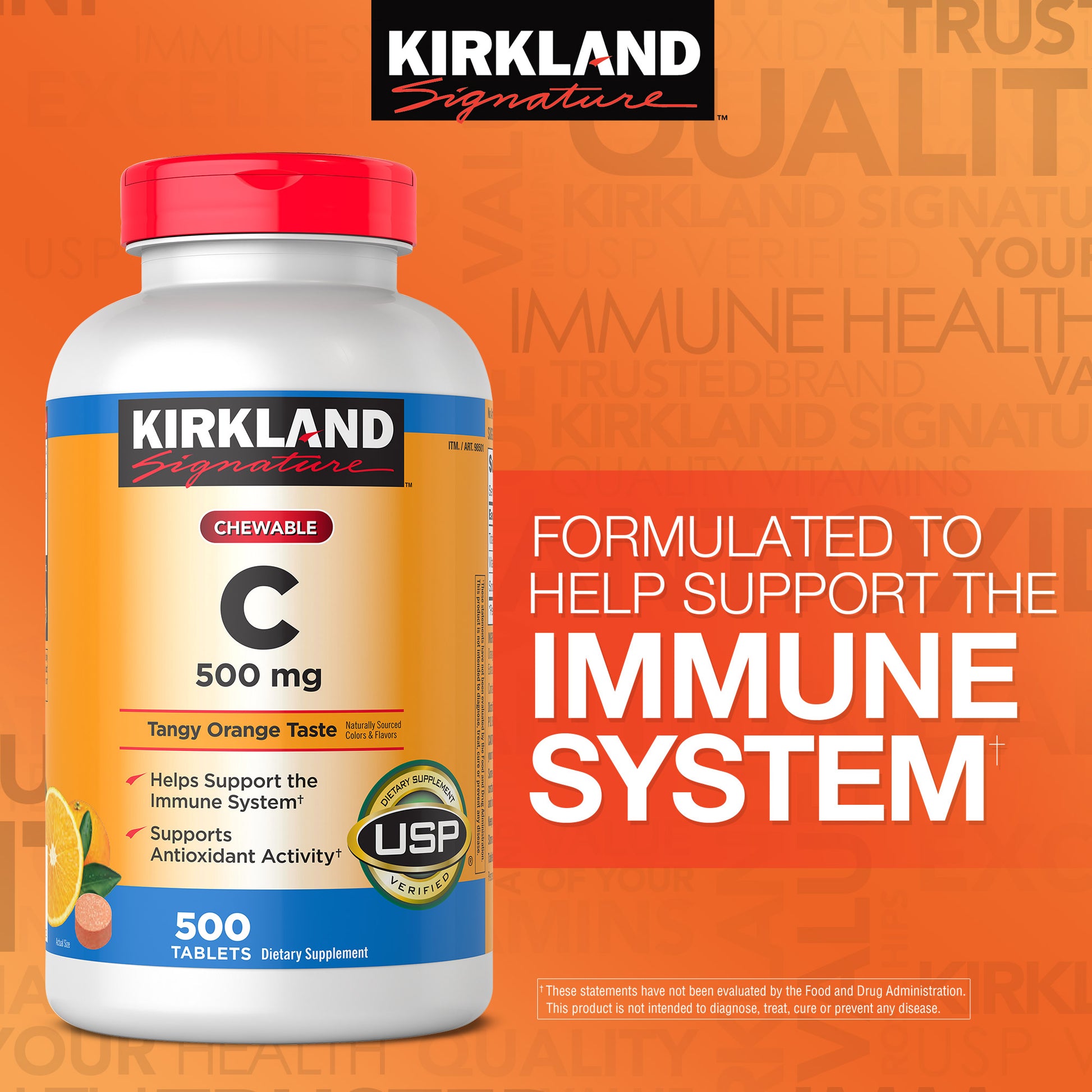 Kirkland Signature Chewable Vitamin C 500 Mg., 500 Tablets