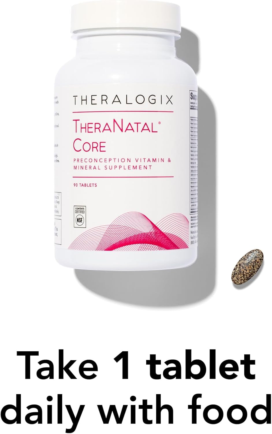 Theralogix Theranatal Core Preconception Vitamin Supplement - 90-Day Supply - Prenatal Vitamins & Fertility Supplement for Women with Folate, Vitamin D3, Choline & More* - NSF Certified - 90 Tablets