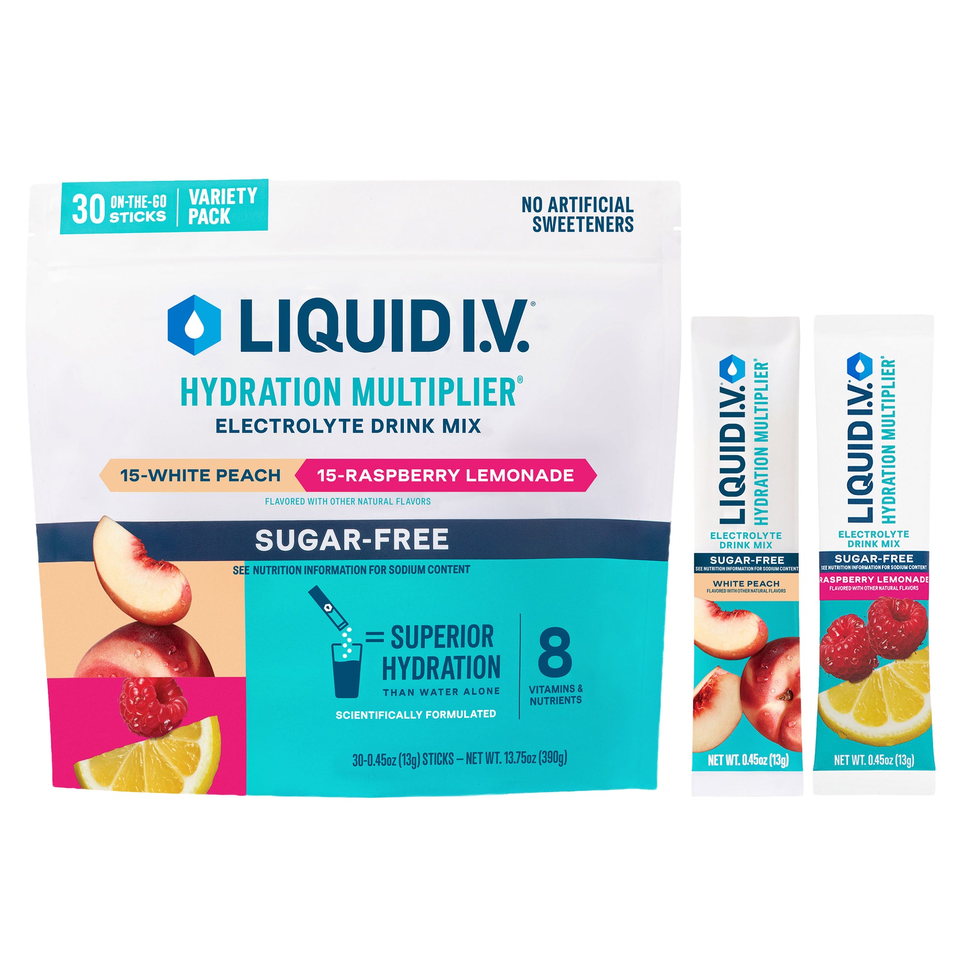 Liquid I.V. Hydration Multiplier, 30 Individual Serving Stick Packs in Resealable Pouch, Sugar Free, Variety Pack