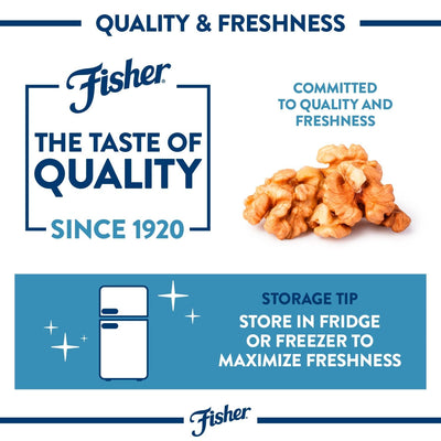 Fisher Chef'S Naturals Walnut Halves & Pieces 6 Oz, 100% California Unsalted Walnuts for Baking & Cooking, Snack Topping, Great with Yogurt & Cereal, Vegan Protein, Keto Snack, Gluten Free
