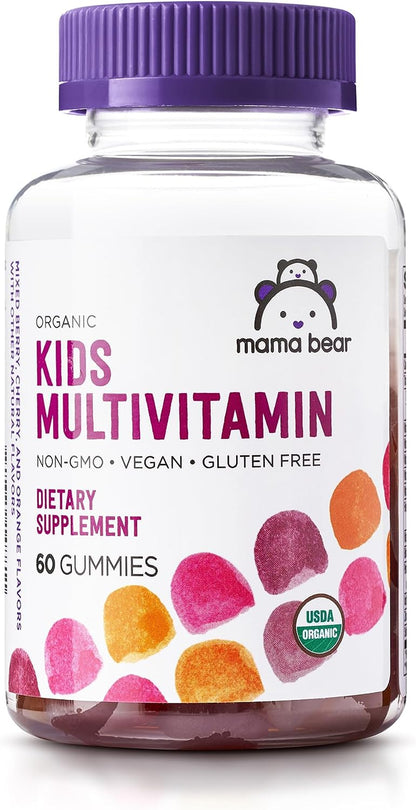 - Mama Bear Organic Kids Multivitamin, 60 Gummies, 1 Month Supply (Packaging May Vary), Berry, Cherry & Orange