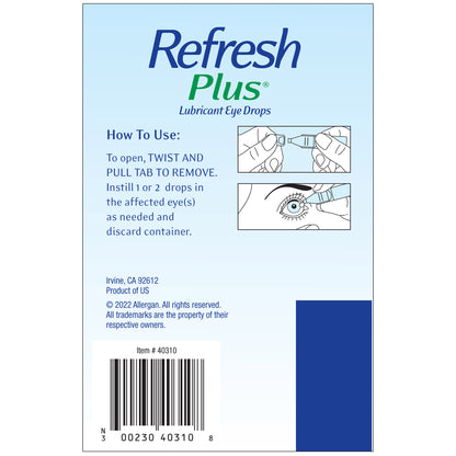 Refresh plus Preservative-Free Lubricant Eye Drops, 100 Single Use Containers