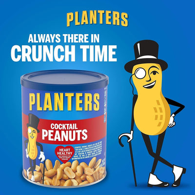 PLANTERS Salted Cocktail Peanuts, 16 Oz. Resealable Jar - Cholesterol Free Heart Healthy Snack - a Good Source of Essential Nutrients - Premium Quality Peanuts - Kosher