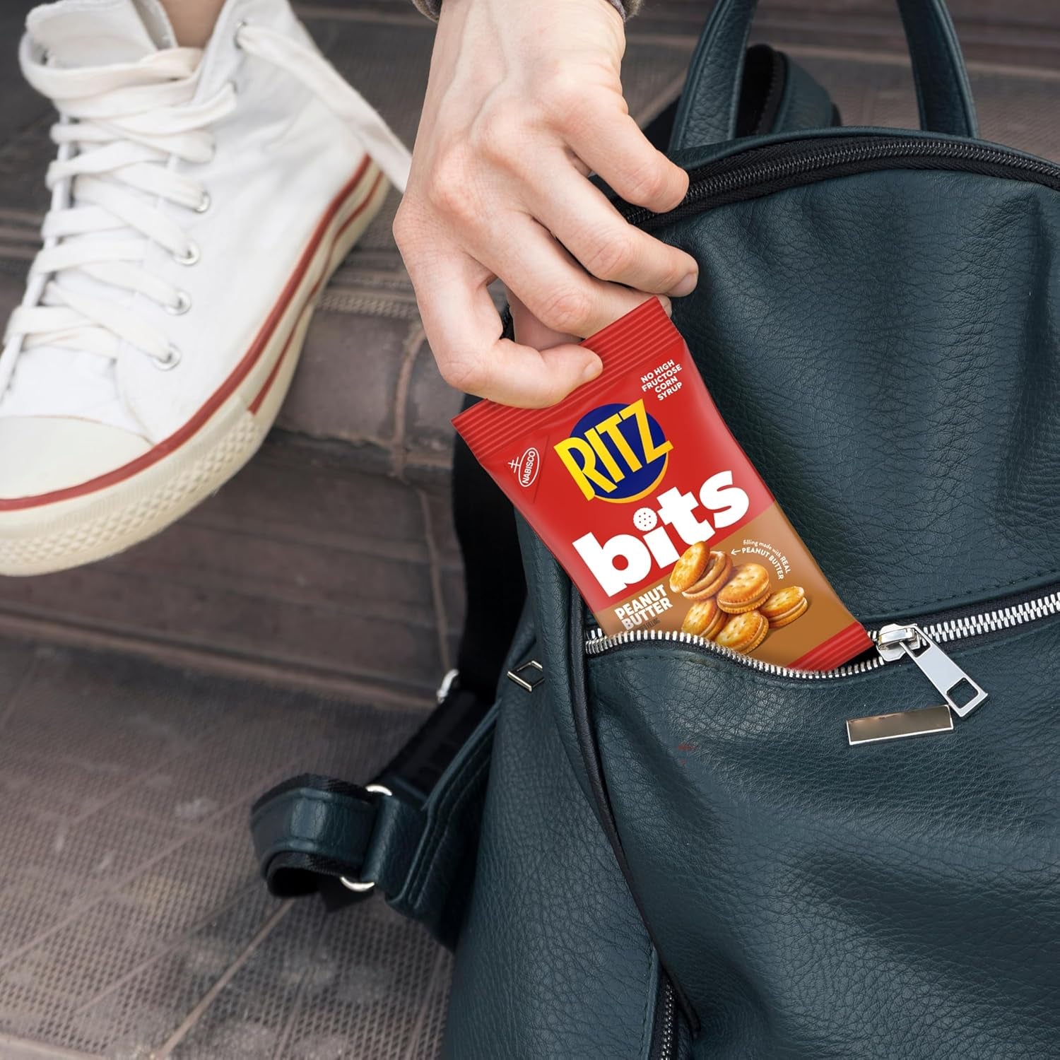 RITZ Bits Peanut Butter Sandwich Crackers, 3 Oz Bags Case of 12