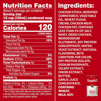 Campbell'S Condensed Cream of Chicken Soup, 22.6 Oz Family Size Can