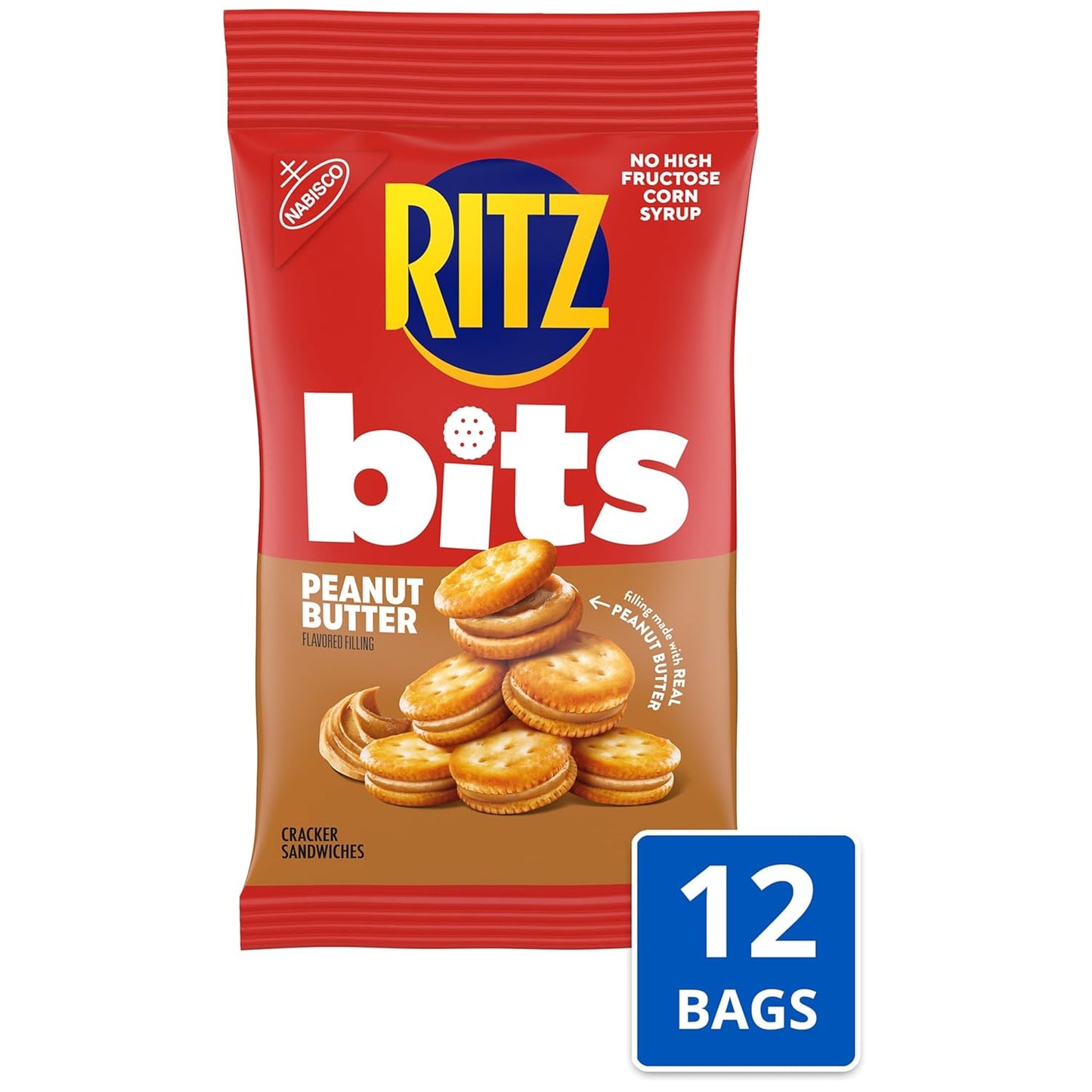 RITZ Bits Peanut Butter Sandwich Crackers, 3 Oz Bags Case of 12