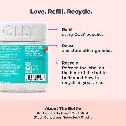 Olly Teen Girl Multi Gummy, Healthy Skin and Immune Support, 15 Essential Vitamins, Biotin, Zinc, Calcium, Chewable Multivitamin, Berry Melon, 35 Day Supply, 70 Count
