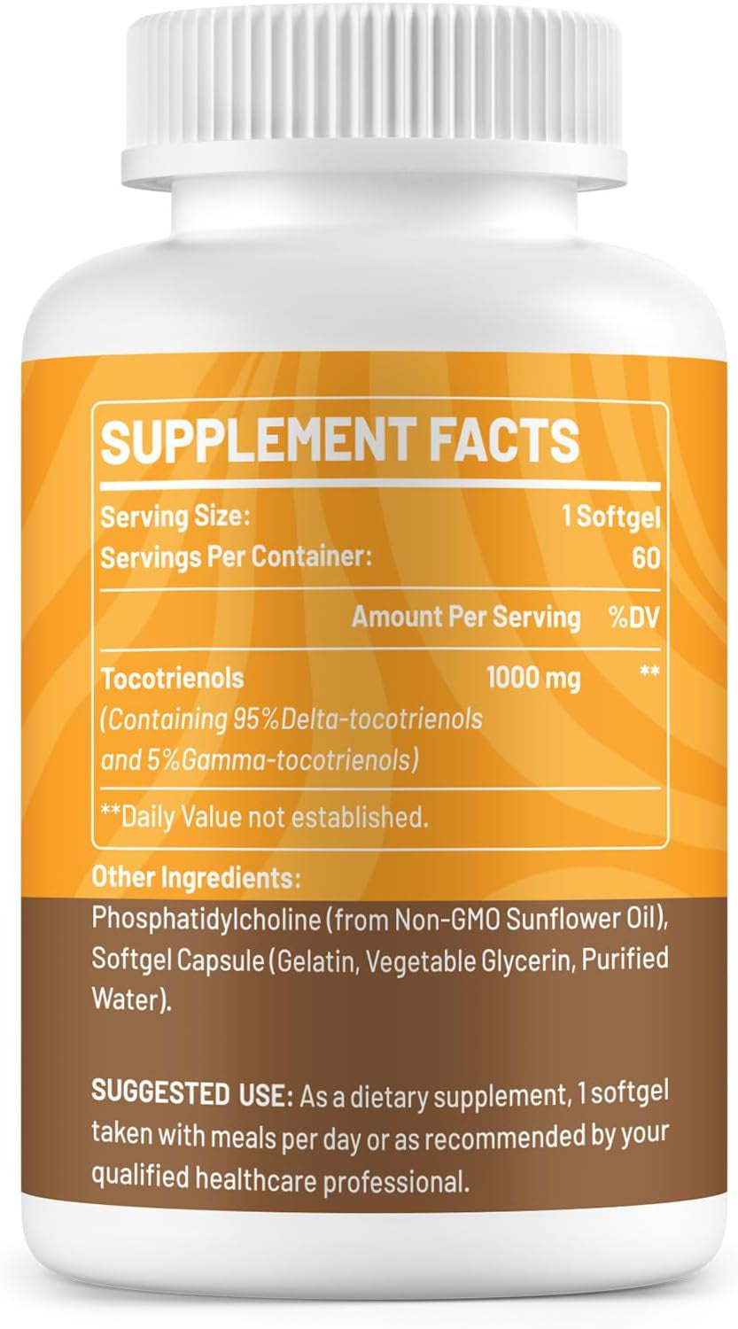 Liposomal Vitamin E Tocotrienols 1000Mg - High  Tocotrienol Supplements,95%  & 5% Gamma Tocotrienols Capsules