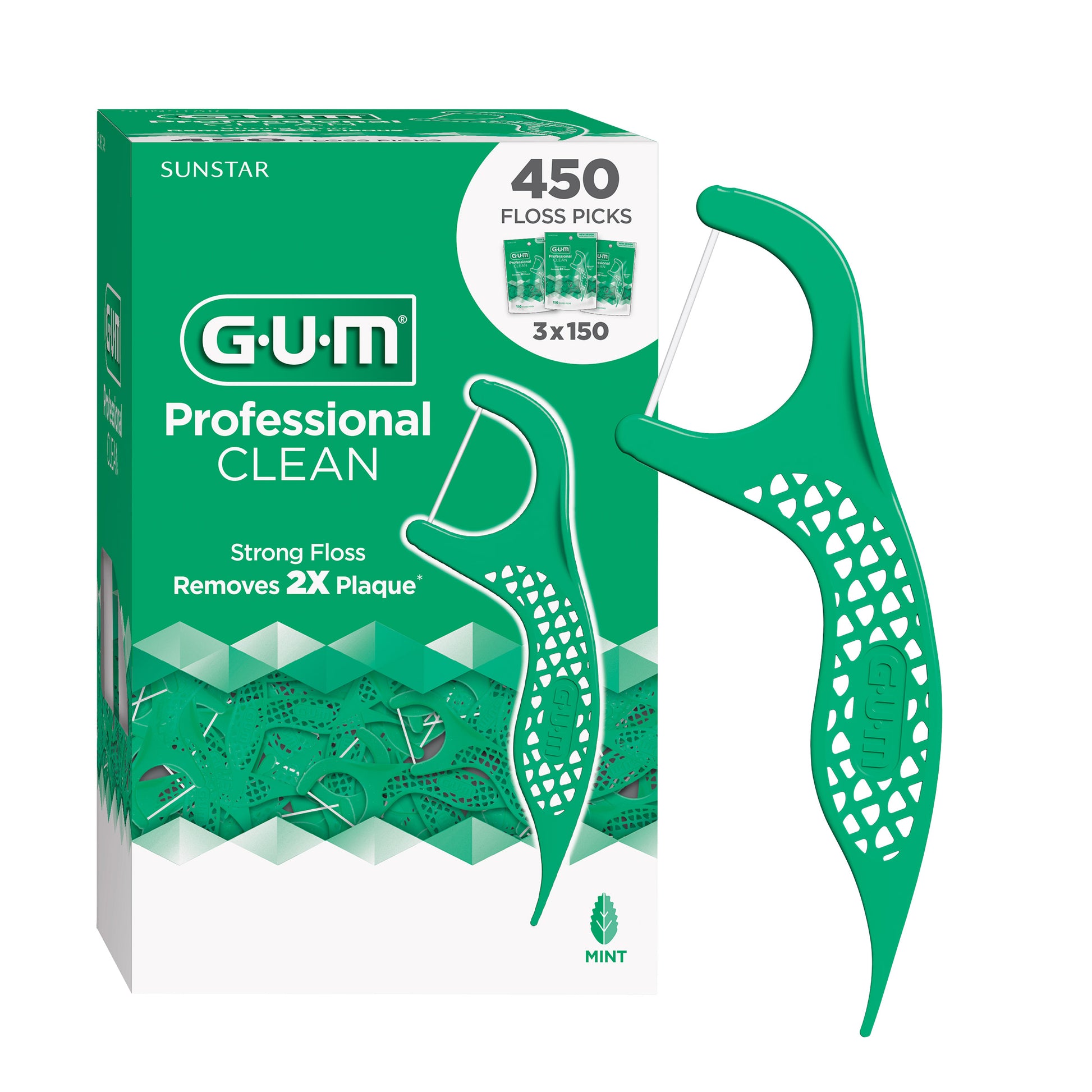 GUM Professional Clean Floss Picks, 150-Count, 3-Pack