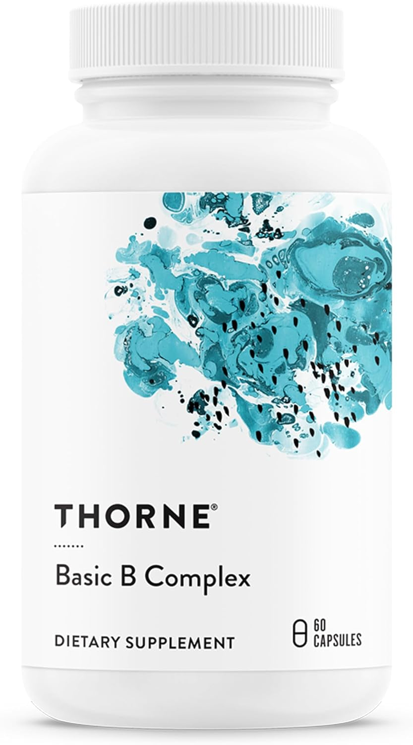 THORNE - Basic B-Complex - Tissue-Ready Vitamin B Complex Supplement with Choline - Supports Cellular Energy Production, Brain Health & Red Blood Cell Formation* - Gluten-Free - 60 Servings