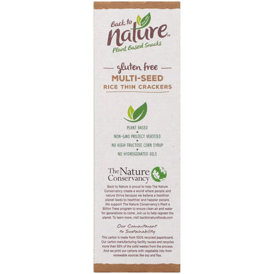 Back to Nature Gluten Free Crackers, Multi-Seed Rice Thins - Dairy Free, Non-Gmo, Made with Whole Grain Brown Rice Flour, Delicious & Quality Snacks, 4 Ounce​