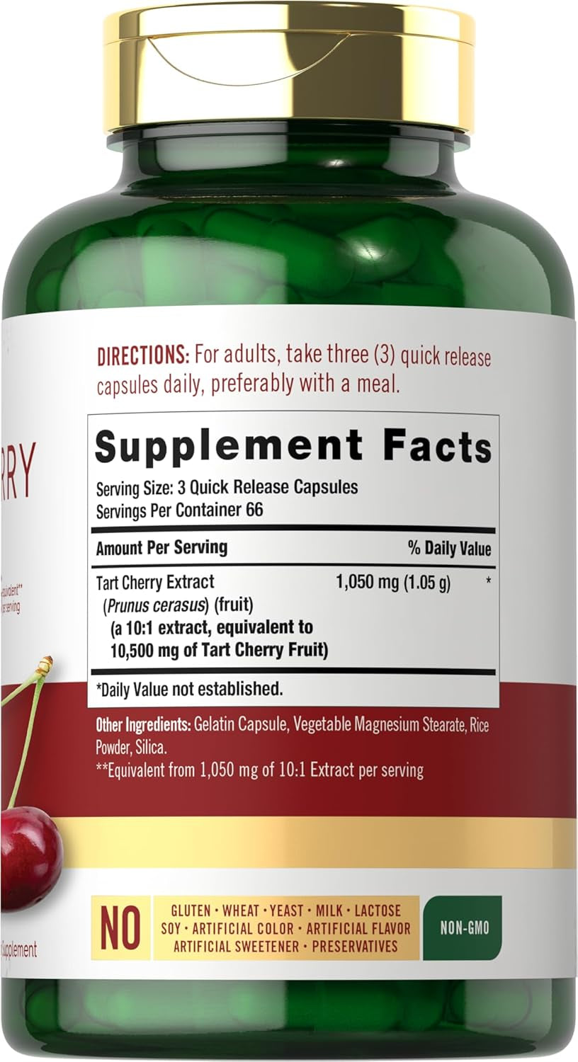 Carlyle Tart Cherry Capsules | 10,500Mg | 200 Pills | Max  | Non-Gmo, Gluten Free | Tart Cherry Juice Extract