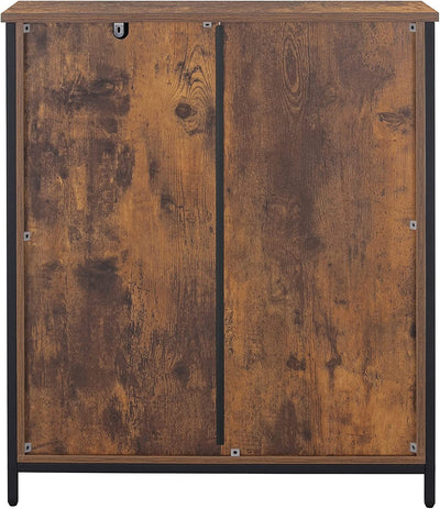 Storage Cabinet, with 2 Doors & 1 Shelf, Wooden Buffet Cabinet Rustic Brown & Black