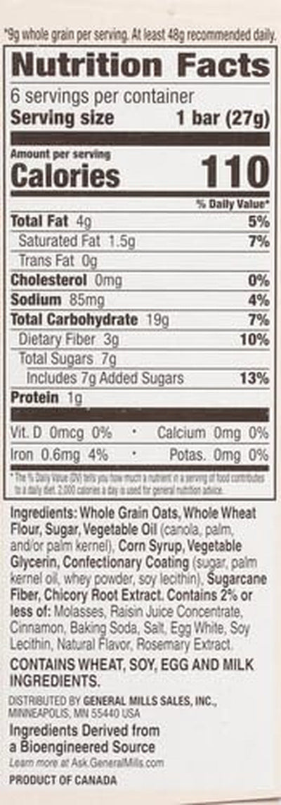 Cinnamon Toast Crunch Soft Baked Oat Bars, Chewy Snack Bars, 6 Ct
