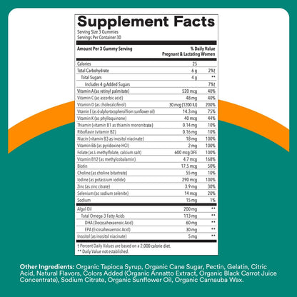 Smartypants Prenatal Multivitamin Gummies - Improved Formula: Omega 3 (DHA/EPA), Methylfolate, Biotin, Vitamin D3, C, Vitamin B12, B6, Vitamin A, K & Zinc, Gluten Free, 90 Count (30 Day Supply)