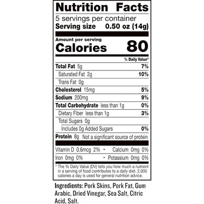 EPIC Sea Salt + Vinegar Oven Baked Pork Rinds, Keto Friendly, 2.5 Oz