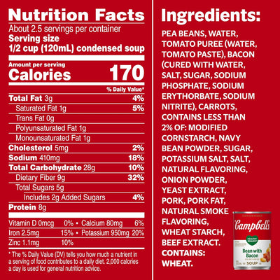 Campbell'S Condensed Healthy Request Bean with Bacon Soup, 11.25 Ounce Can