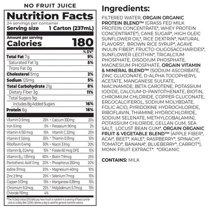 Orgain USDA Organic Kids Nutritional Protein Shake, Vanilla, 8 Fl Oz, 24-Pack