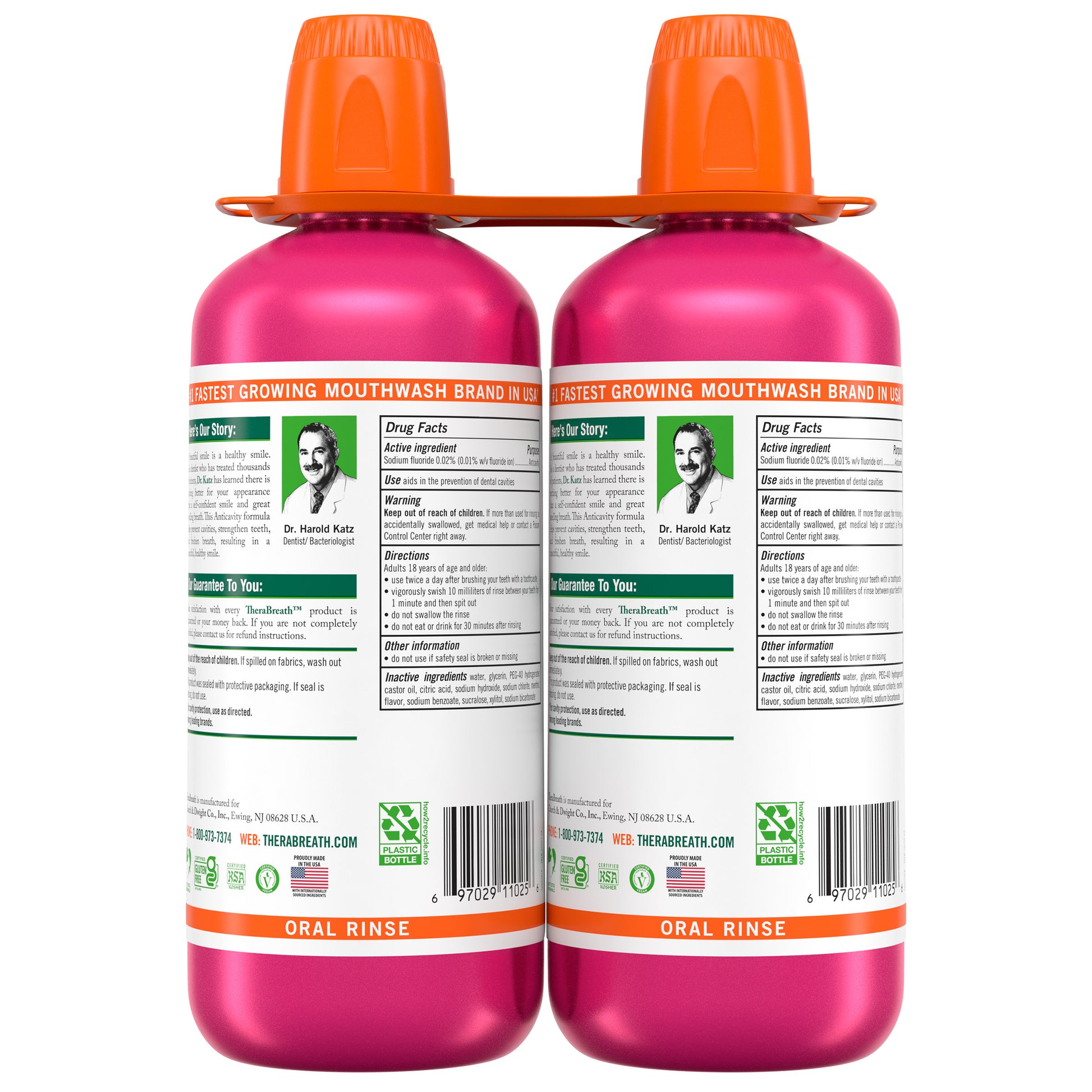 Therabreath Anticavity Oral Rinse, Sparkle Mint, 33.8 Fl Oz, 2-Pack