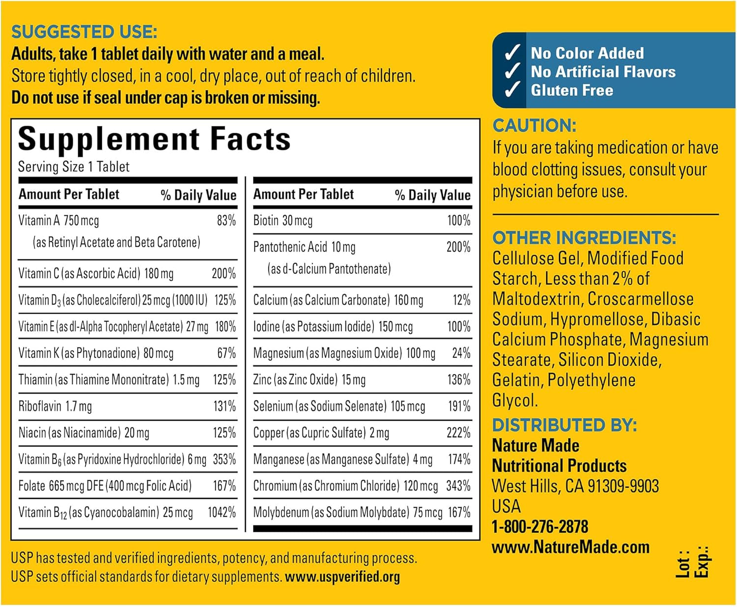 Nature Made Multivitamin for Men over 50, Mens Multivitamins 50 Plus, Daily Nutritional Support, Nature Made Multi Vitamins, 90 Tablets, 90 Day Supply