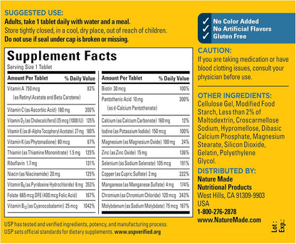 Nature Made Multivitamin for Men over 50, Mens Multivitamins 50 Plus, Daily Nutritional Support, Nature Made Multi Vitamins, 90 Tablets, 90 Day Supply