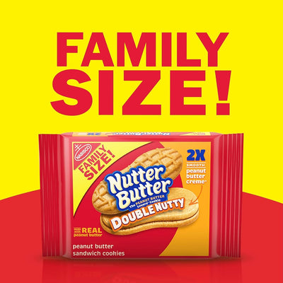 Nutter Butter Double Nutty Peanut Butter Sandwich Cookies, Family Size, 15.27 Oz