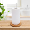 Wood Paper Towel Holder with Non-Slip Wooden Base