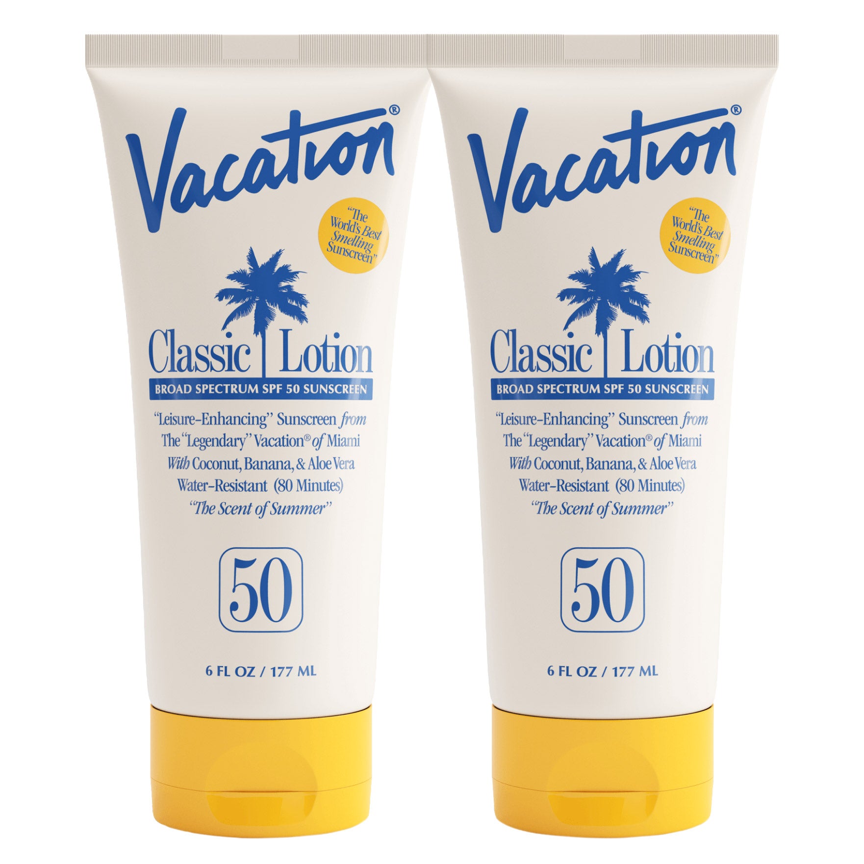 Vacation Classic Sunscreen Lotion, SPF 50, 6 Fl Oz Duo