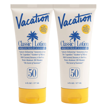 Vacation Classic Sunscreen Lotion, SPF 50, 6 Fl Oz Duo